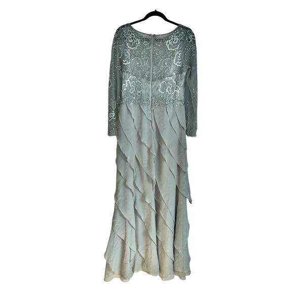 XSCAPE Women's Boat-Neck Long-Sleeve Sequin Dress Sage Green Size 6 NWT - Picture 5 of 9